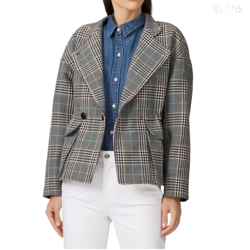 ba&sh women’s Plaid Double-Breasted Pea Coat